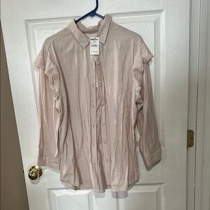 Button-Up Blouse with Ruffle Sleeves